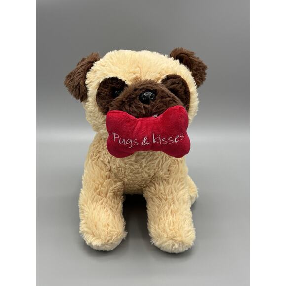 Walgreens Pug Puppy Dog Plush W/ Red Bone Pugs & Kisses Stuffed Animal 10 Inch - Picture 1 of 8